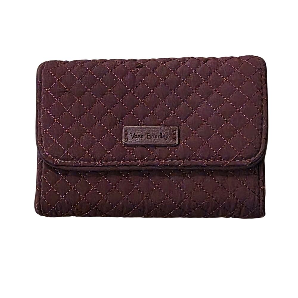 Vera Bradley Iconic RFID Riley Compact Wallet Trifold Burgandy NWOT